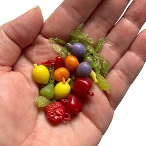 SALE Vintage Tiny Plastic Fruit Leaves Charms Beads Retro Kawaii Crafts Jewelry